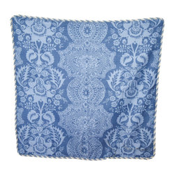 41" x 43" Blue Floral Medallion Table Overlay with Twisted Cording Trim - Products