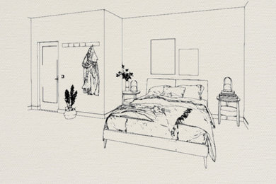 トゥーリンにある小さなコンテンポラリースタイルのおしゃれな寝室