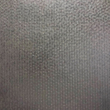 Carbon Pewter Honeycomb Geometric Wallpaper, Sample