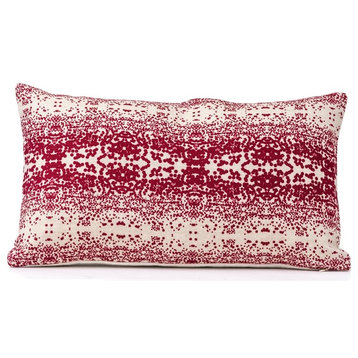 Ikat lumbar pillow cover in red and natural, designer pillow cover,  , 12x20