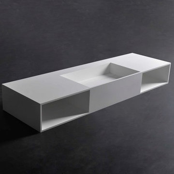 Solid Surface Bathroom Vanities and Wall Mounted Washbasins