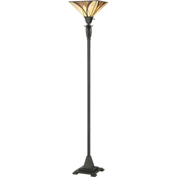 Tiffany Floor Lamp - 1 Light Portable Geometric Tiffany Torchiere