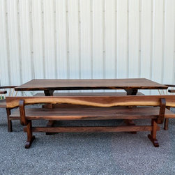 7ft Live Edge Walnut dining Set - Dining Sets