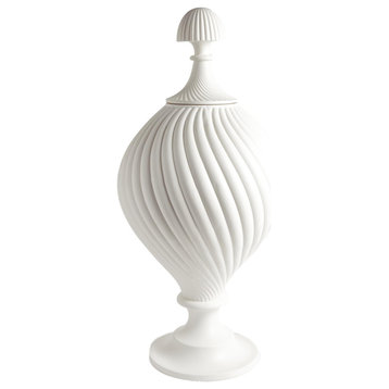Luxe Oversize 37" White Swirl Ceramic Decorative Jar Twist Ginger Round Tall
