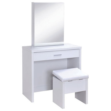 Coaster Harvey 2-piece Faux Leather Vanity Set with Lift-Top Stool White