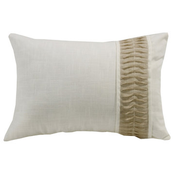 White Linen Pillow with Rouching Detail, 16x24