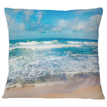 Indian Ocean Panoramic View Seashore Throw Pillow, 18"x18"