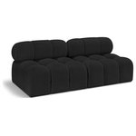 Meridian Furniture - Ames Boucle Fabric Modular Sofa, Black, 2-Piece: 2 Armless Chair - Introduce a touch of modern sophistication to your living area with the exquisite Ames Boucle Fabric Sofa. With plush black boucle fabric and unique design, it will elevate the visual appeal of your living space. This elegant and captivating sofa can be mixed and matched with other pieces from the collection to create an endless array of stunning looks. So, get ready to transform your living area into an inviting and stylish haven with the Ames Boucle Fabric Sofa.