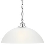 Progress Lighting - Classic Dome Pendant 1-Light Dome Pendant, Polished Chrome - The elegantly simple design of the glass dome pendant complements a wide array of home styles. A classic form, the pendant is etched glass with a dome top that is ideal for kitchens and breakfast nooks. Uses 1 100 W medium base bulb.