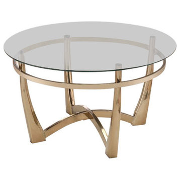 Benzara BM156776 Attractive Coffee Table, Gold & Clear Glass