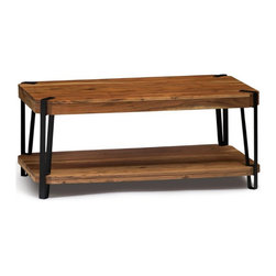 Alaterre Furniture - Ryegate Natural Live Edge Solid Wood with Metal Large Coffee Table in Natural - Coffee Tables