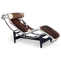 Gravity Cowhide Chaise Lounge, Brown, Cowhide Pillow