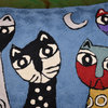 Lumbar Cat Pillow Cover Blue Cute Cat Cushion Cat Face Pillow Handmade Wool14x20