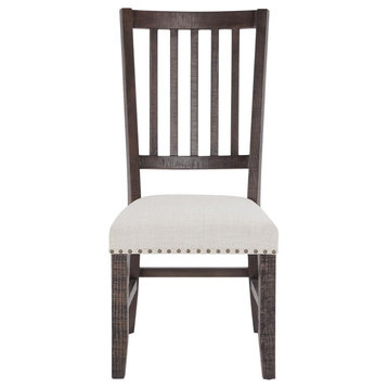 2021-398KD, Solid Pine Upholstered Slatback Chair (Set of 2)