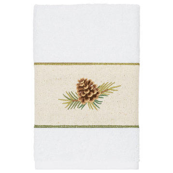 Linum Home Textiles Turkish Cotton Pierre Embellished Hand Towel, White