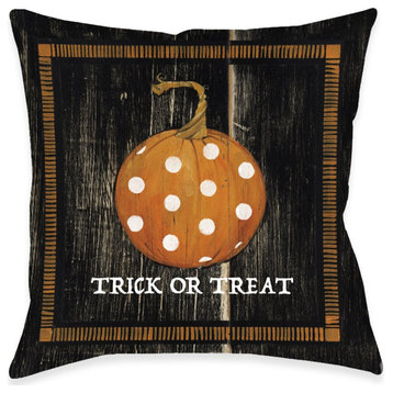 Polka Dot Pumpkin Dark Indoor Pillow, 18"x18"