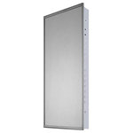 Ketcham Medicine Cabinets - Euroline Medicine Cabinet, 13.5"x36", Annealed Stainless Frame, Flush Mounted - Our Euroline Series medicine cabinets are designed for a contemporary modern look. European style hinging allows for the door to pivot over the body of the cabinet creating a clean aesthetic. Beautifully crafted white baked enamel steel interior provides a rust resistant finish. These modern cabinets can be installed together in tandem or alongside a mirror for a sleek design. Mirrored side kits are available for surface mounted units.