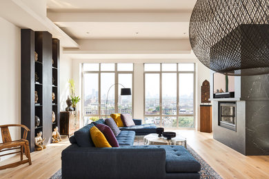 Example of an asian living room design in New York
