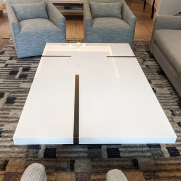 High Gloss Rectangle Coffee Table with Steel Accents