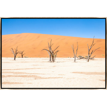 54x36 Namibian Skeleton Trees XIII, Framed Artwork, Silver