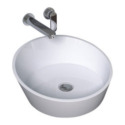 ADM Bathroom Design - ADM Circular Countertop Vessel Sink, White, 17", Glossy White - Bathroom Sinks