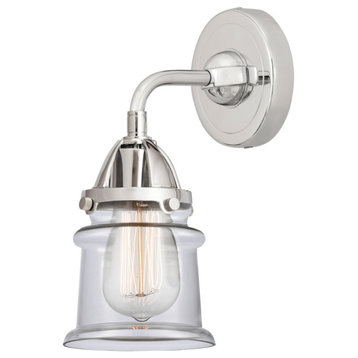 Small Canton Sconce, Polished Chrome, Clear, Clear