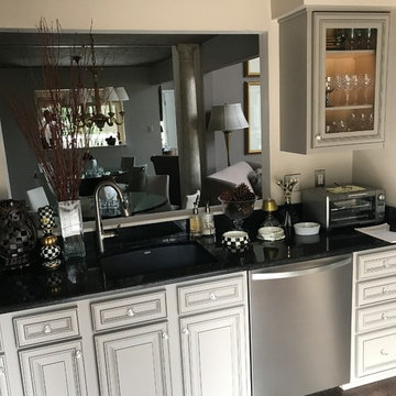 cabinet refacing--medium gray with black glaze