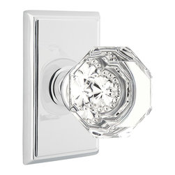 Old Town Crystal Door Knob and Rectangular Rosette - Doorknobs