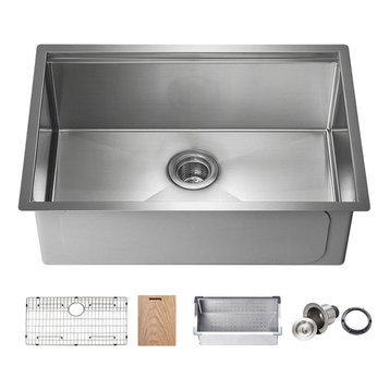 KIBI Undermount Single Bowl Workstation Sink, Stainless Steel 28"