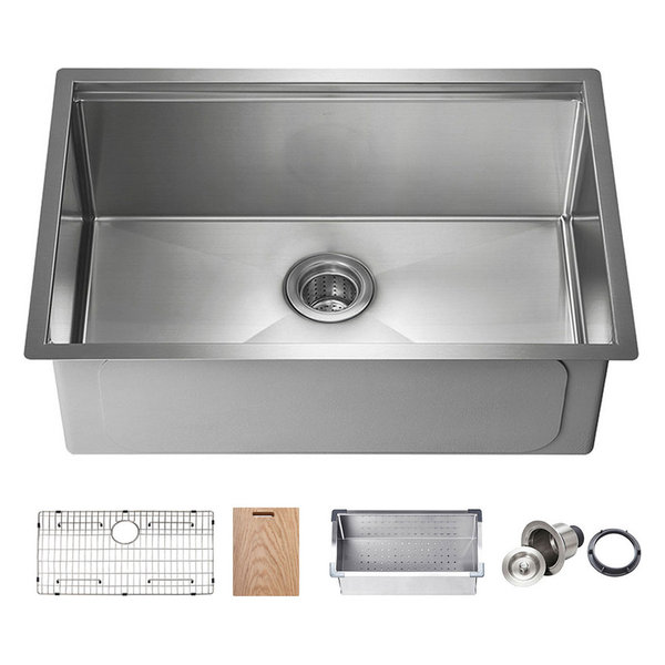 KIBI Undermount Single Bowl Workstation Sink, Stainless Steel 28