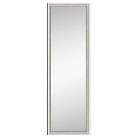 Salon Silver Narrow Non-Beveled Full Length On the Door Mirror - 16.5 x 50.5 in.