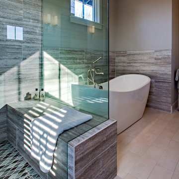 Master Bathroom - Shower Floor Featuring Glazzio Seagull in Polar Grey