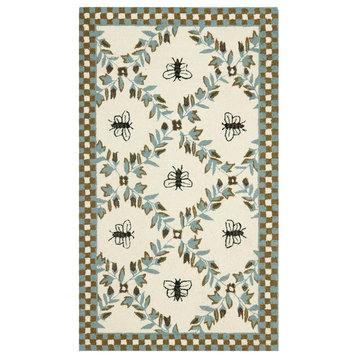 Safavieh Chelsea Collection HK55 Rug, Ivory/Blue Green, 2'9"x4'9"