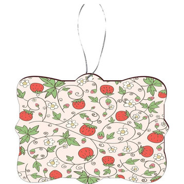 Strawberries on Vine Seamless Design Rectangle Christmas Tree Ornament