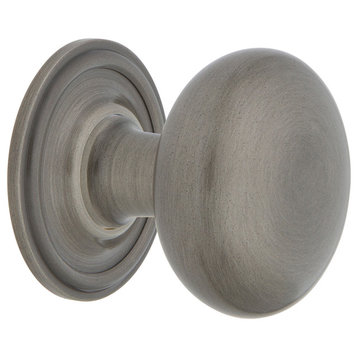 New York Brass 1 3/8" Cabinet Knob With Classic Rose, Antique Pewter