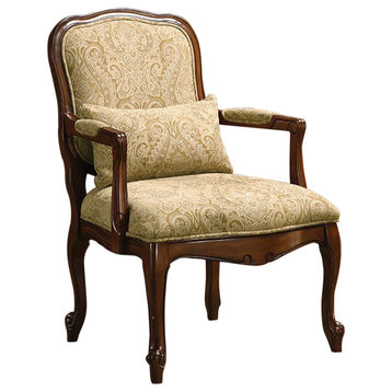 Benzara BM131919 Waterville Accent Fabric Chair With Pillow, Dark Cherry