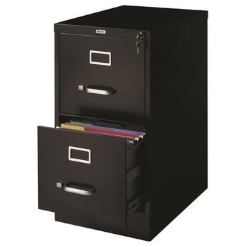 Pemberly Row 2 Drawers Vertical Black Metal Filing Cabinet Pre-assembled