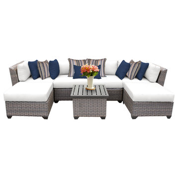 Florence 7-Piece Outdoor Wicker Patio Furniture Set, White