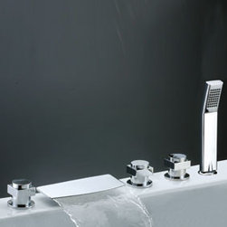 Waterfall Tub Faucet with Hand Shower (Chrome Finish) T7016 - Bathtub Faucets