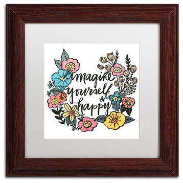Caldwell "Imagine Yourself Happy Color" Art, Wood Frame, White Mat, 11x11