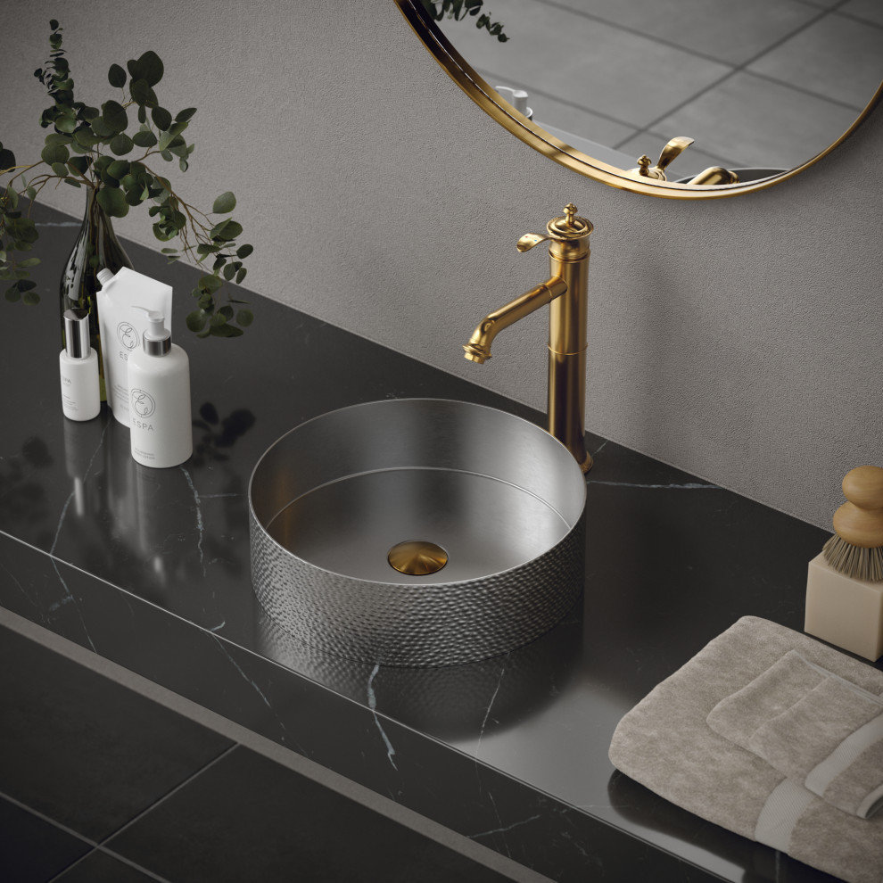 Karran Cinox Stainless Steel Round Vessel Sink, Stainless Steel