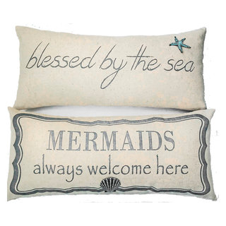 Rustic Beach Burlap Sealife Pillows