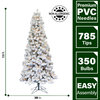 7.5' Hillside Slim Flocked Pine Christmas Tree, Clear Led Lights