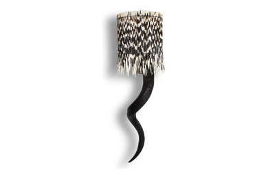 Kudu Horn Wall Light with Porcupine Quill Shade