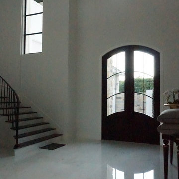 Steel front door by the stair