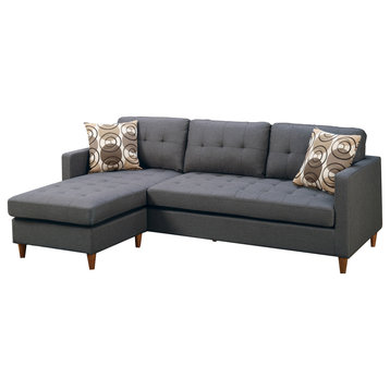 Polyfiber 2 Pieces Sectional With Pillows In Gray