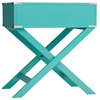 Alastair Wood Campaign Accent Table Nightstand, Teal