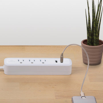 Designer Series 6ft 3-Outlet USB Surge Protector Power Strip, 2x USB Ports, Surg