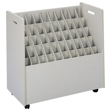 Pemberly Row 50 Compartment Mobile Wood Roll Files Storage in Putty
