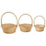 Wald Imports, Ltd. - Wald Imports Natural Willow Basket/Planter Assortment, Set of 3 - Set of 3 Bleached Willow Baskets. Perfect for house plants, this basket set comes with hard plastic liners for your indoor plants to keep surfaces free of soil and water. Would also make great storage in your office, kitchen, laundry room or bathroom. Your package will contain 3 baskets; one of each size. Large basket dimensions are 12-inches across inside top diameter, 4-inches deep and 13-3/4-inches tall with handle. Medium basket is 10-inches across inside top diameter, 3-inches deep and 13-inches tall with handle. Small basket is 8-1/2-inches across inside top diameter, 3-3/4-inches deep and 13-inches tall with handle. Imported.